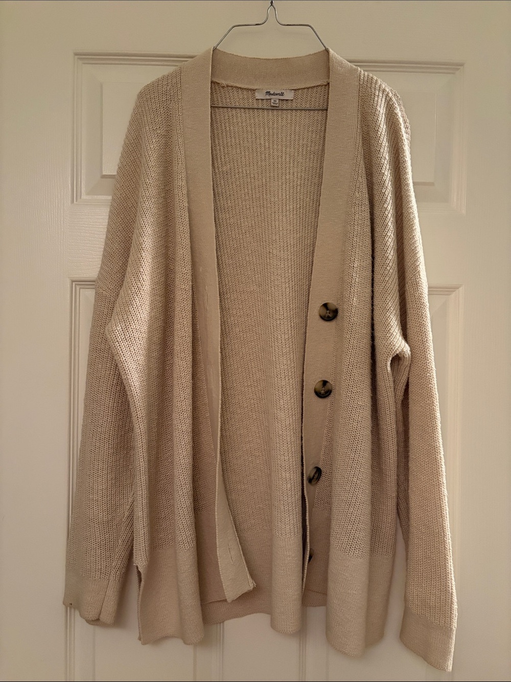 Madewell Beige-Cream Open Knit Button Cardigan